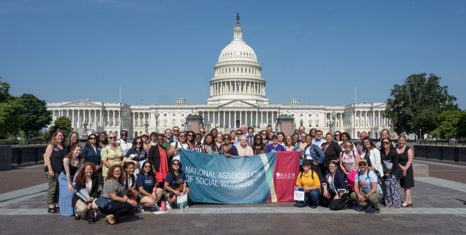 NASW Members in front of the capitol building at the 2024 NASW Advocacy Day