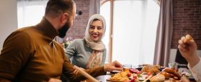 Middle eastern family sharing a meal